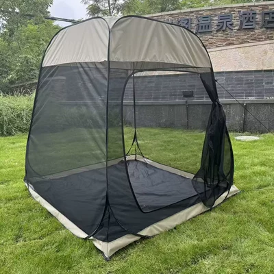 Outdoor Mosquito-Proof Canopy, a Great Helper for Camping, Quick-Open Tent, Sunshade, Outdoor Beach Tent, Travel Automatic Mosquito Net (Avtomobil dam çadırları) - cooling-tent-ground-nails-wind-rope-storage-bag-4-6-people