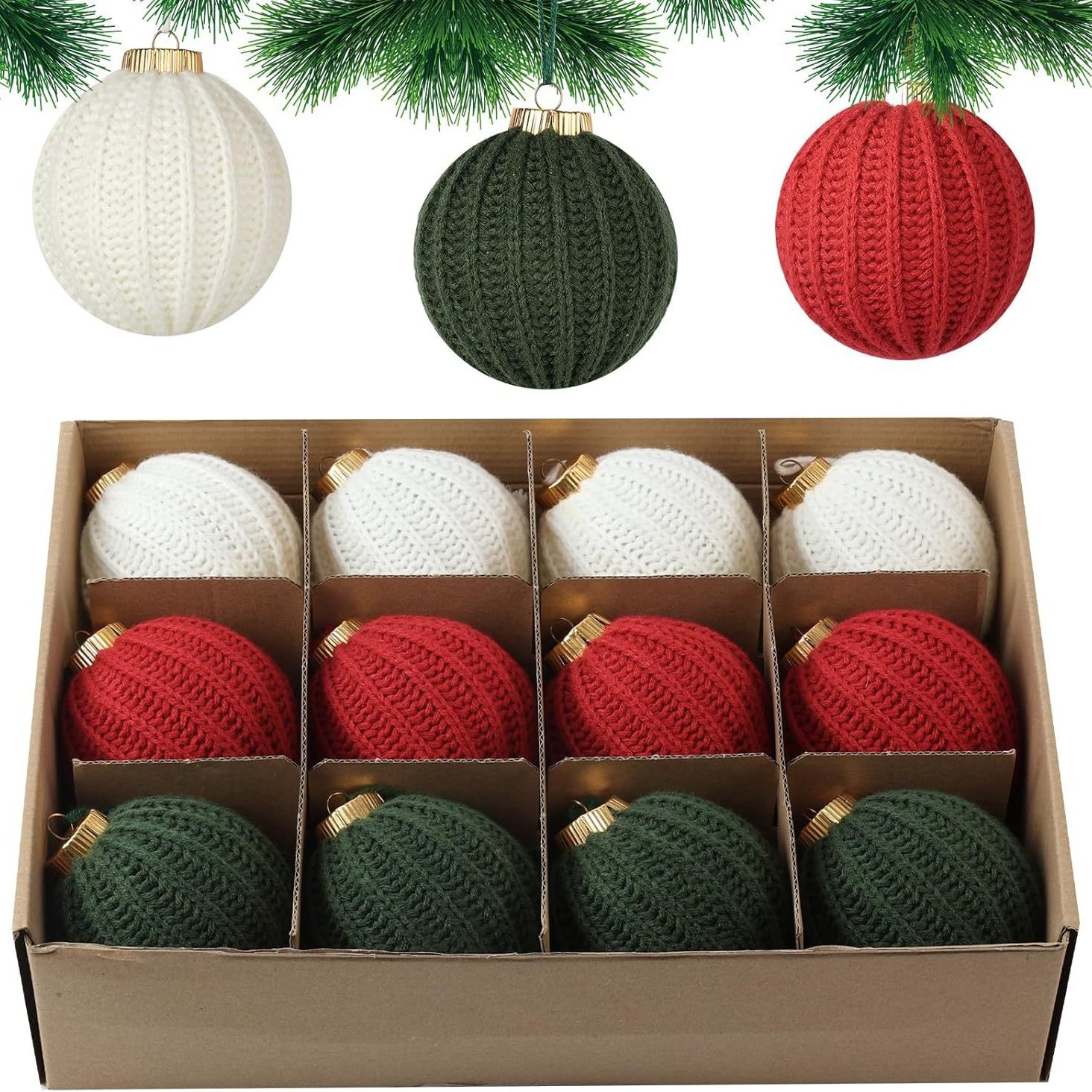 Colgante de lana de punto de color de Navidad colgante de Navidad rojo verde mezcla de árbol de Navidad decoración colgante de atmósfera de vacaciones