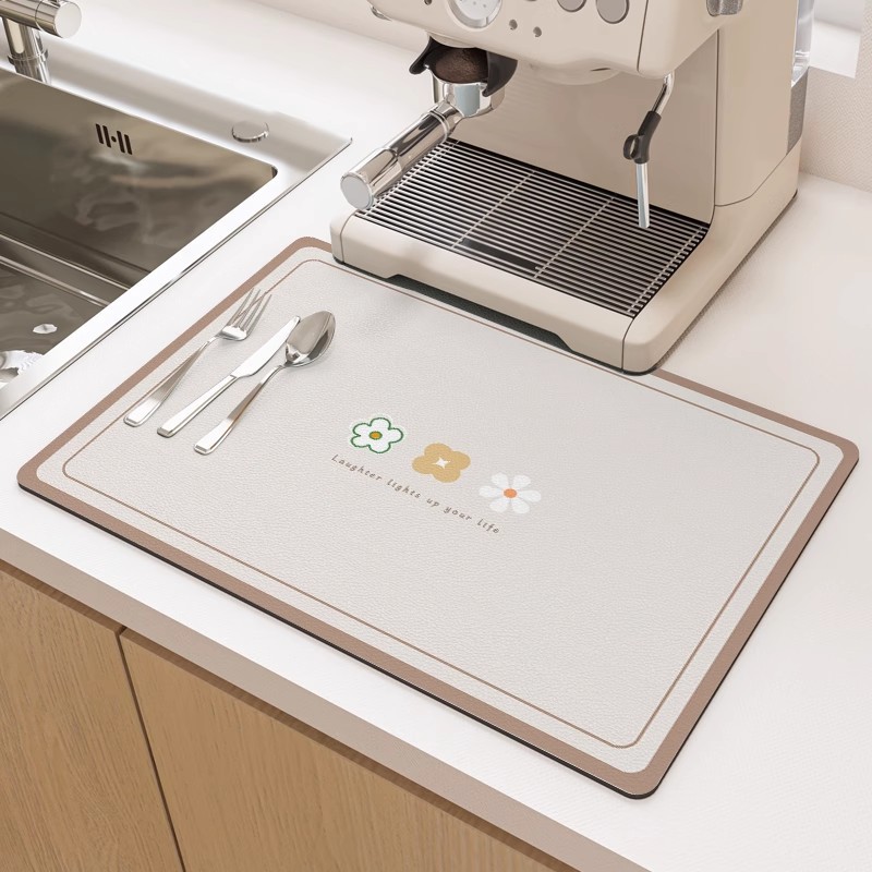 규조토 진흙 흡수 매트 주방 조리대 배수 매트 데스크탑 식기 건조 매트 컵 받침 세척 불가능한 티 테이블 바 매트
