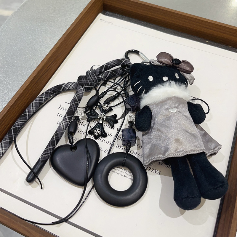 Long-Legged Black Angel Coal Hello Kitty Plush Doll Miu Series Bag Hanging Keychain Versatile Jewelry Pendant