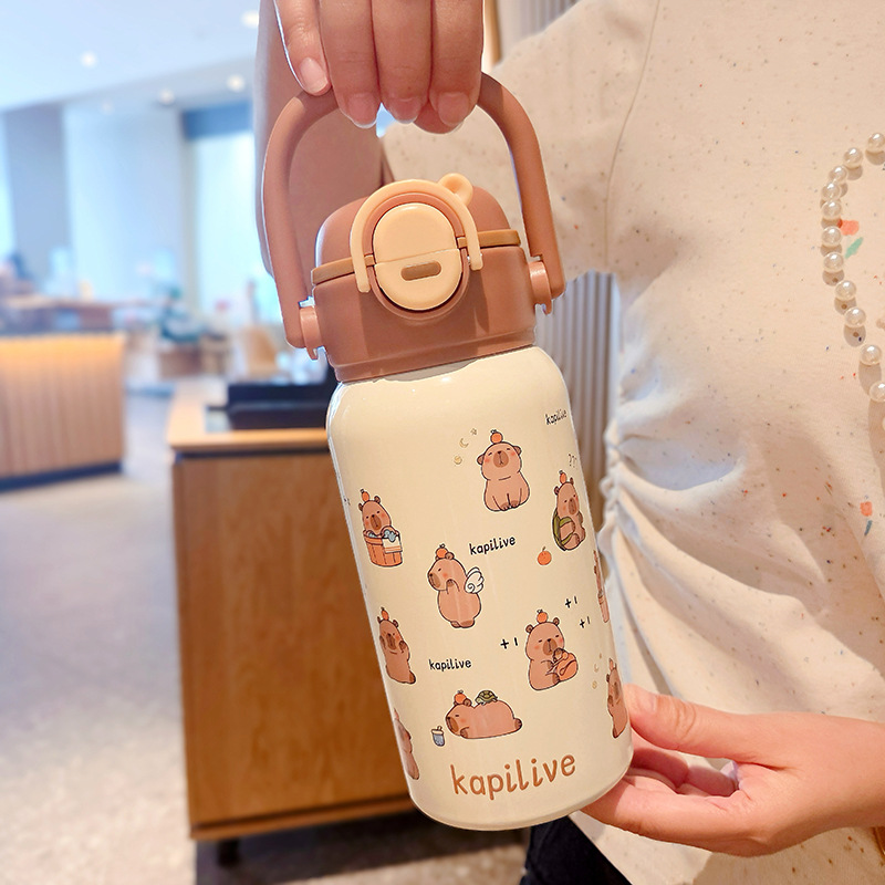 Dibujos animados 316 acero inoxidable doble bebida creativa para niños termo taza de agua de paja de asta regalo de coche portátil al por mayor