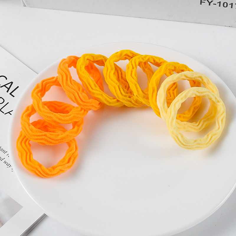 Diez paquetes de niños de alta elasticidad anillo de cabello gradiente toalla cabello no daña cabello sin costura cabello estilo extranjero cuerda de cabeza