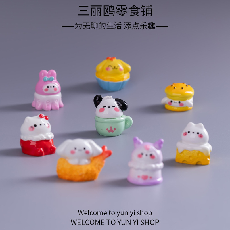 Cartoon Sanrio snack shop diy jewelry accessories keychain pendant car center console micro landscape ornaments