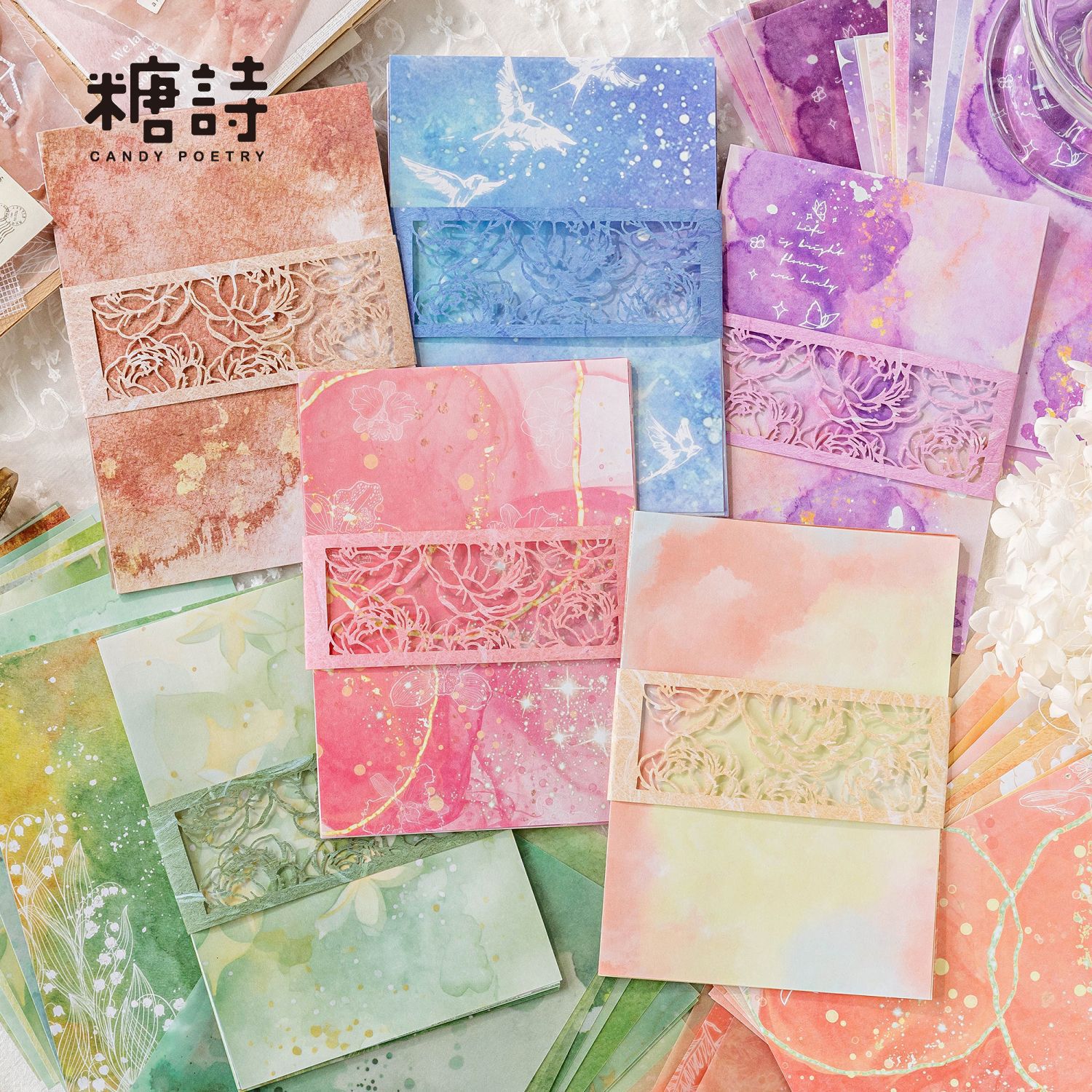 Sugar poetry double material double enjoy material paper color blooming series 20 into color matching hand account base paper