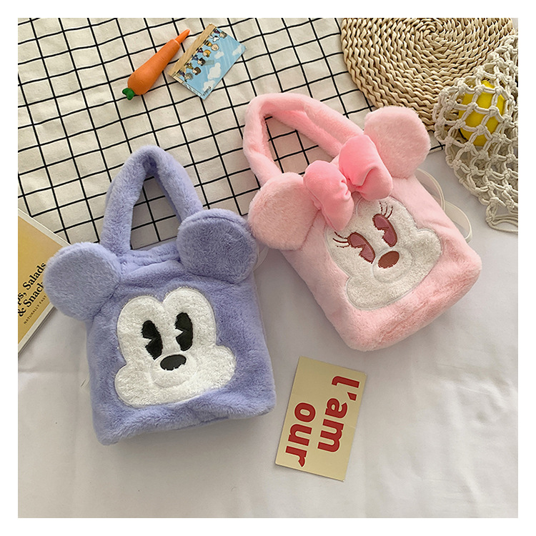 Japanese-style large-capacity Daisy Donald Duck handbag, cute pink bow plush bag, cartoon fashion small bag undefined