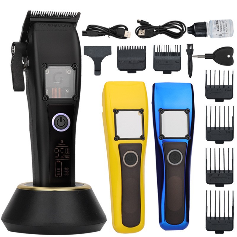 Corte de pelo eléctrico de alta velocidad para hombres salón de peluquería intercambiable con cáscara tijeras eléctricas de empuje profesional doméstica con base DLC