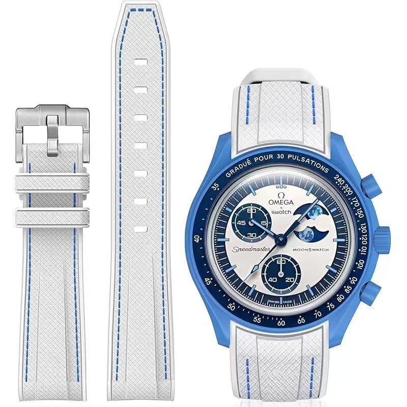 Compatible with Swatch Omega Collaboration Watch Straps, 20mm Curved Silicone Strap, Universal for Rolex Submariner