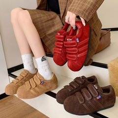 2025秋季新款平底板鞋女防滑魔术贴韩版百搭绒面休闲户外单鞋女鞋