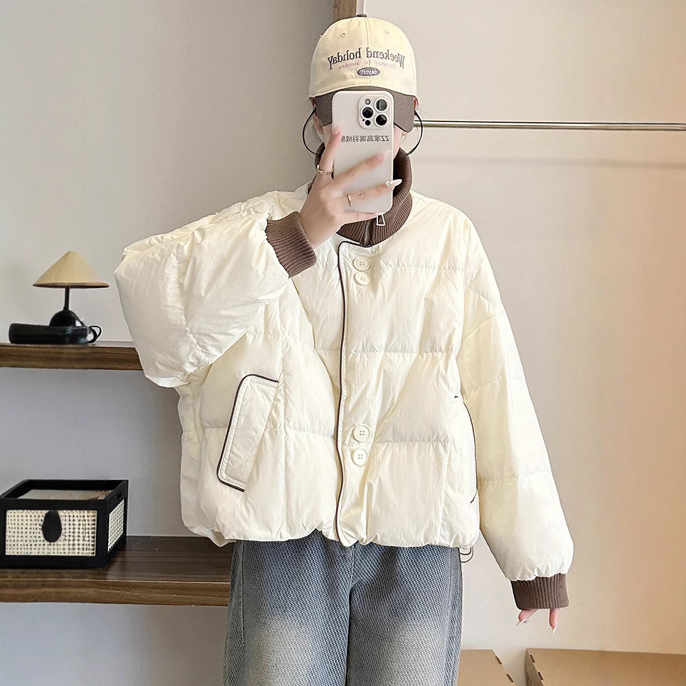Winter small velvet warm knitted down jacket
