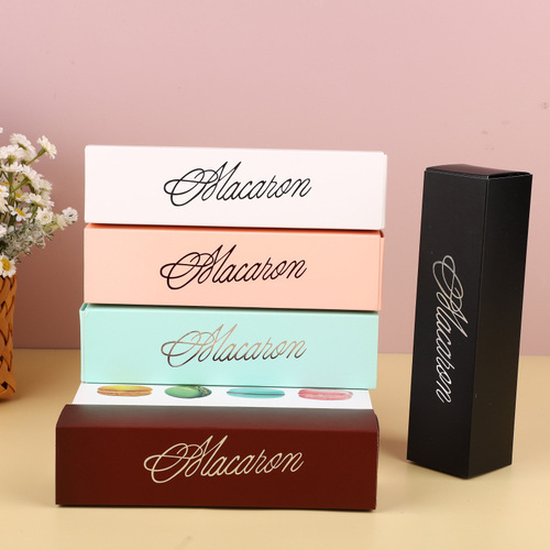 6 pieces hot stamping macaron packaging box drawer type cake box chocolate box baking French macaron box