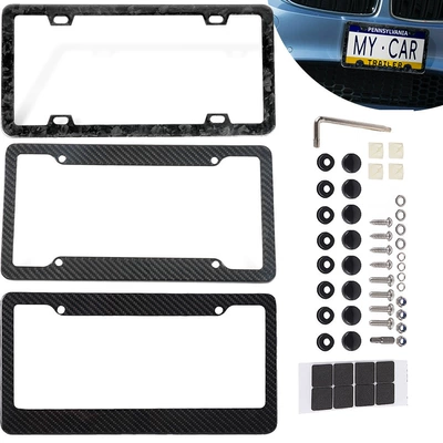 Cross-Border Automotive Carbon Fiber License Plate Frame Modification American-Style License Plate Holder Dry Carbon License Plate Frame Full Carbon Decorative Frame Dropshipping
