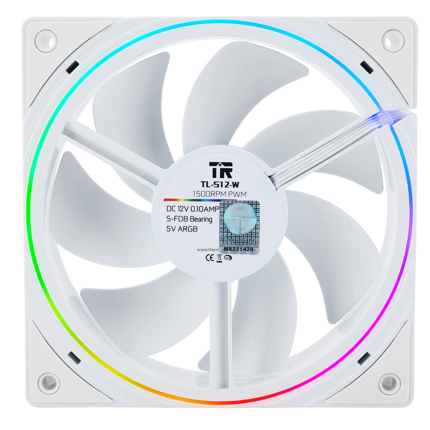 ThermalRight (利民) корпусный вентилятор TL-S12-W 12 см PWM с управлением температурой, ARGB охлаждающий вентилятор