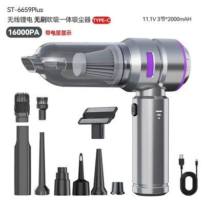 Tozsoranlar – in the car - 121-silver-purple-brushless-motor-3-speed-adjustment-type-c-fast-charging-19000pa-3-sections-2000mah-blowing-sucking-and-pumping-three-in-one