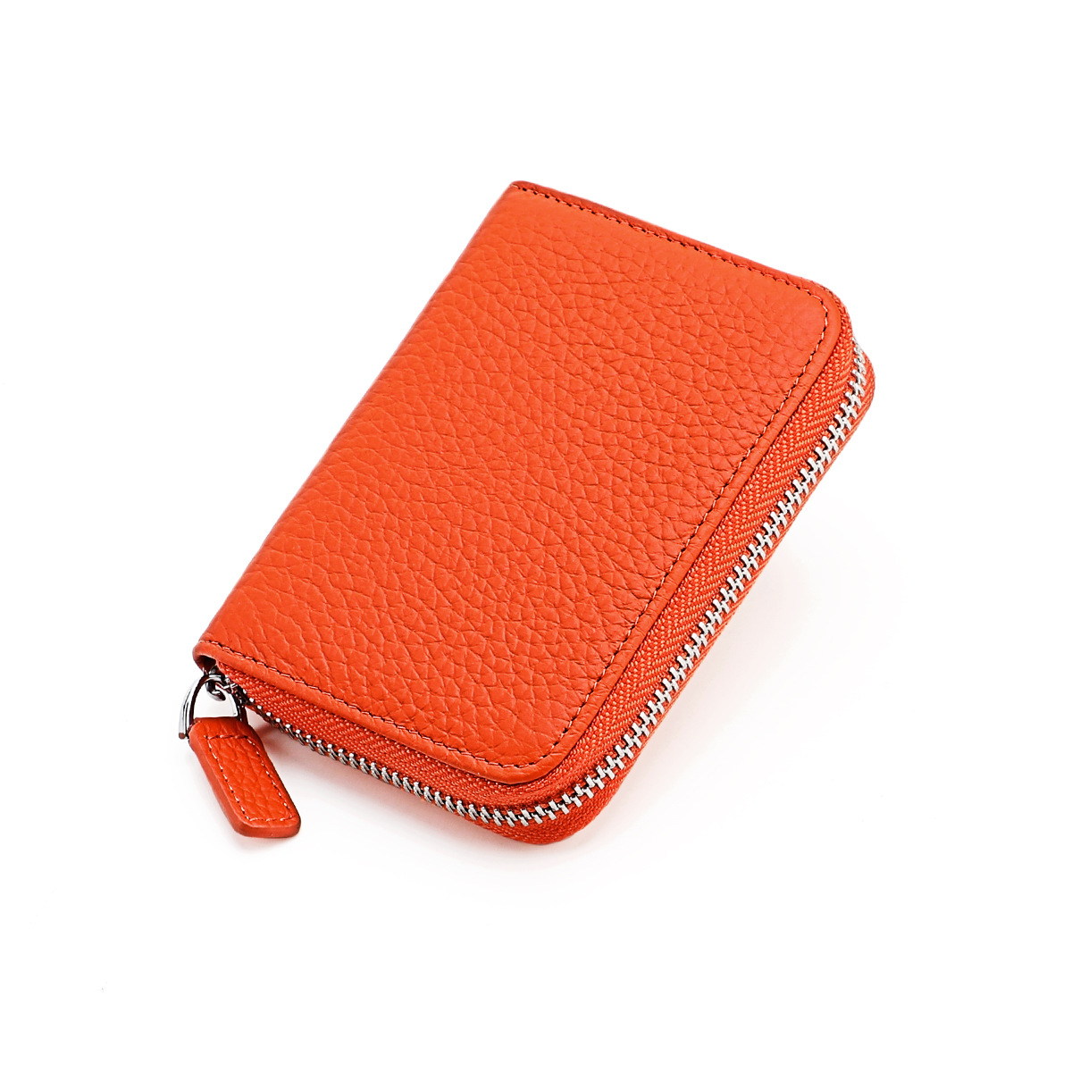 Amazon Japonés Cartera de cuero genuino MONEDERO órgano titular de la tarjeta RFID antirrobo cremallera monedero de la moneda de gran capacidad titular de la tarjeta