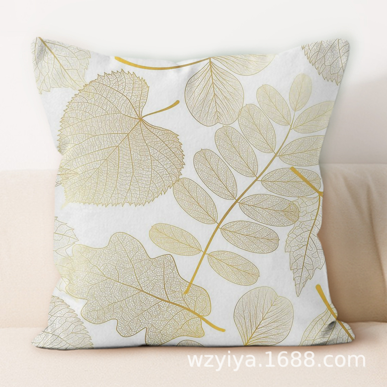 almohada de hoja estampada simple y moderna decoración del sofá de la sala de estar almohada de cabecera de cama cuadrada desmontable