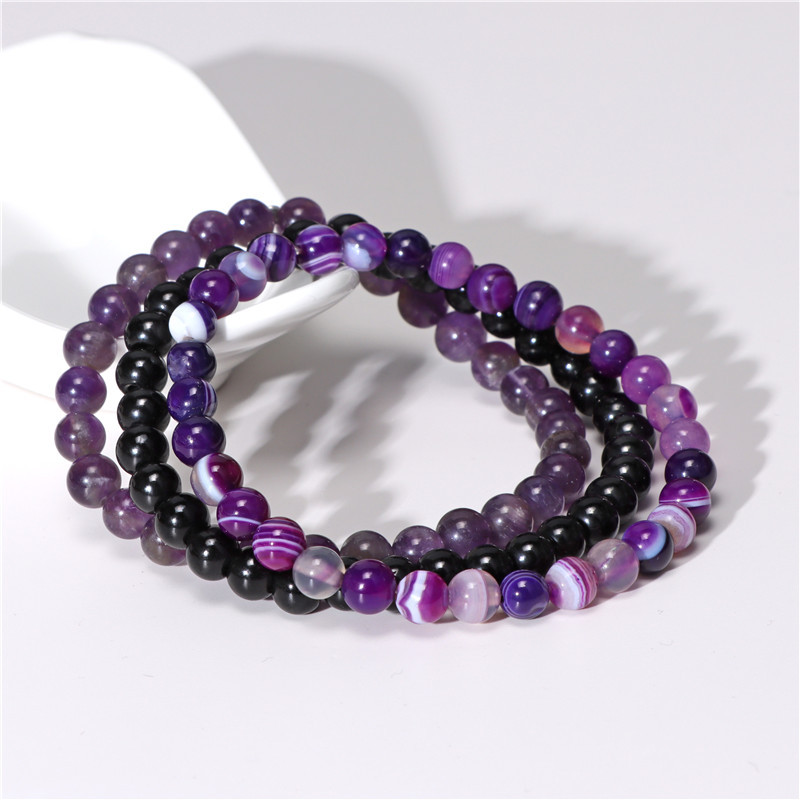 Fashion Round natural stone Beaded Bracelets 3 Pieces