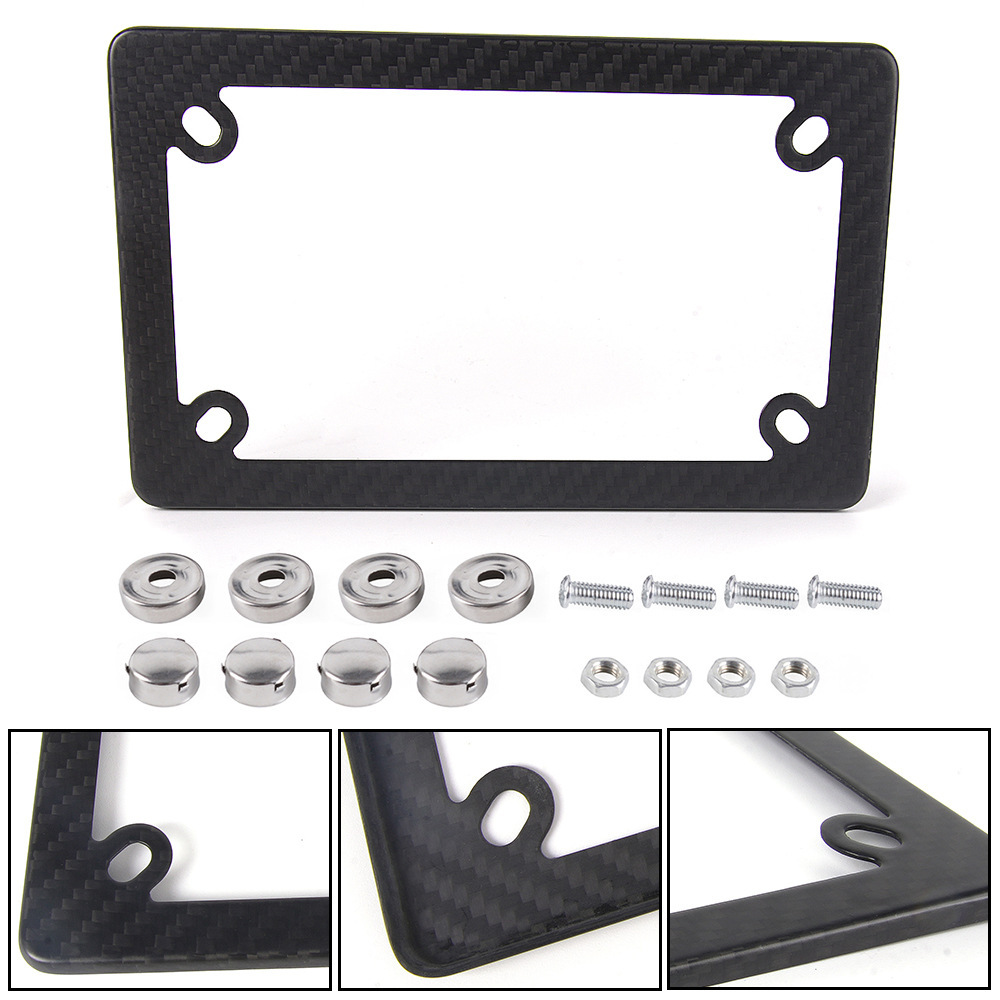 Us Standard 4-Hole Motorcycle License Plate Frame, Matte Dry Carbon License Plate Frame, Us Standard License Plate Holder Modification Accessories