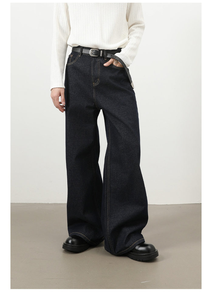 Quần jean nam ống rộng dáng suông màu bò nguyên bản phong cách Mỹ — Denim đen, Ngụy trang màu mơ, màu xanh cổ điển, màu xanh denim chi tiết 16