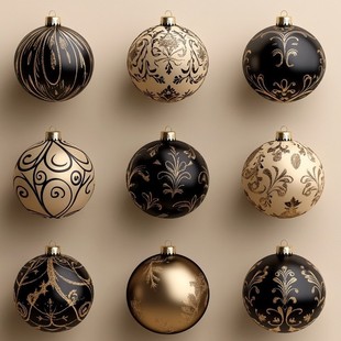 Customized Cross-Border New Product Christmas Ball Black Gold Series Christmas Tree Decoration Atmosphere Christmas Ornaments