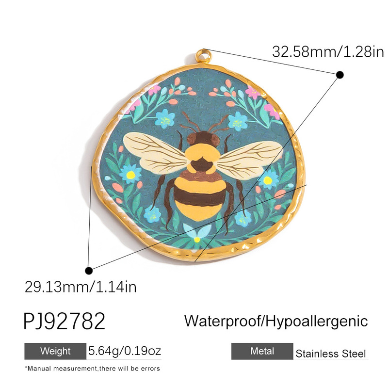 跨境不锈钢饰品配件复古手绘风花朵蜜蜂恶魔之眼海星diy项链挂件|undefined