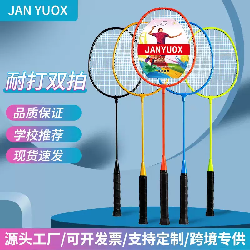 铁合金羽毛球拍双拍小学生儿童初学耐打套装工厂生产批发一件代发