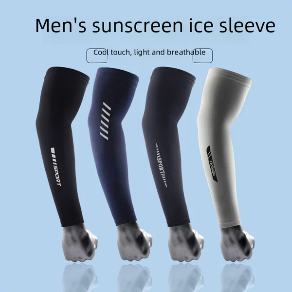Men's Large Size Ice Silk Sun Protection Sleeves Summer Arm Guards Cycling Ice Sleeves Outdoor Non-Slip Quick-Drying Sports Ice Sleeves Wholesale