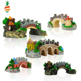 Popular Fish Tank Aquarium Decoration and Landscaping Real Fake Bridge Ornaments Fish and Shrimp Avoid Turtle Climbing Platform Retro Arch Bridge