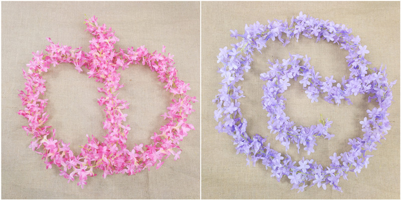 Lilac Fake Vine Artificial Plastic Flower String Garland Indoor Ceiling Air Conditioner Pipe Wrap Wholesale_maomaolike.com