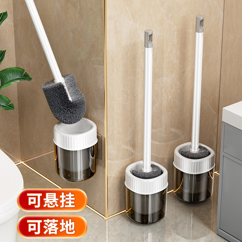 家庭用トイレトイレブラシラウンドバスルーム死角なしロングハンドルクリーニングブラシパンチフリー壁掛けトイレブラシ卸売|undefined