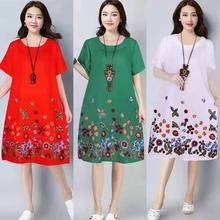 民族风连衣裙夏季新款民族风女士绣花宽松短袖连衣裙民族服饰批发