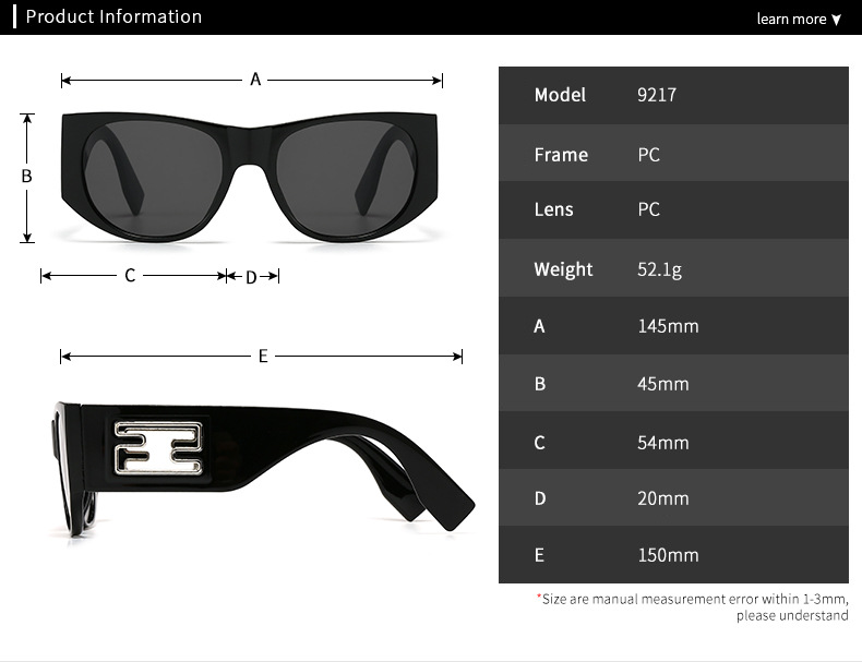 Cross-border foreign trade new modern retro generous frame metal accessories sunglasses INS wind street photography sunglasses 9217_voghion.com