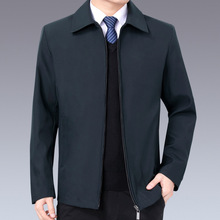 中老年爸爸外套男装秋冬棉服中年高档夹克男春秋拉链上衣休闲夹克