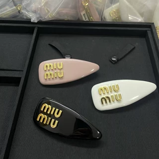 MIU缪女士韩系经典糖果色PU皮字母发夹女金属弹簧多色侧边面包夹