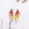 Cross -border S925 temperament butterfly crystal earrings Female personality cicada wings wings gradient color fresh earrings manufacturers hot sales