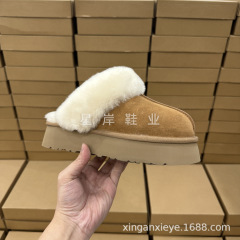 【公版】一件代发 3.5cm一次成型底增高厚底星拖休闲保暖羊毛女鞋
