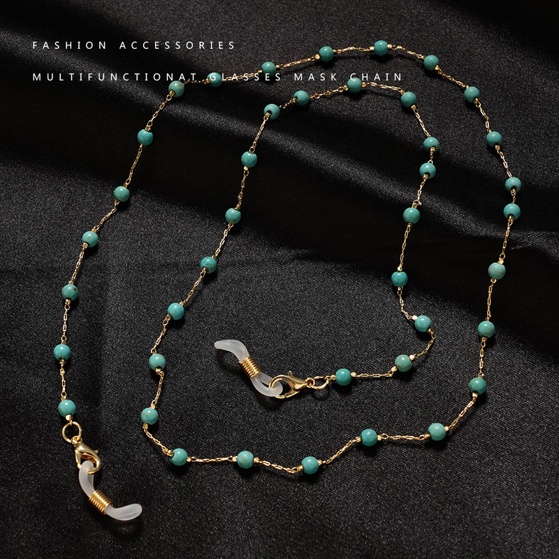 Fashion glasses chain glasses lanyard anti-lost glasses with presbyopes glasses chain glasses accessories (turquoise) Fashion glasses chain glasses lanyard anti-lost glasses with presbyopes glasses chain glasses accessories (turquoise)