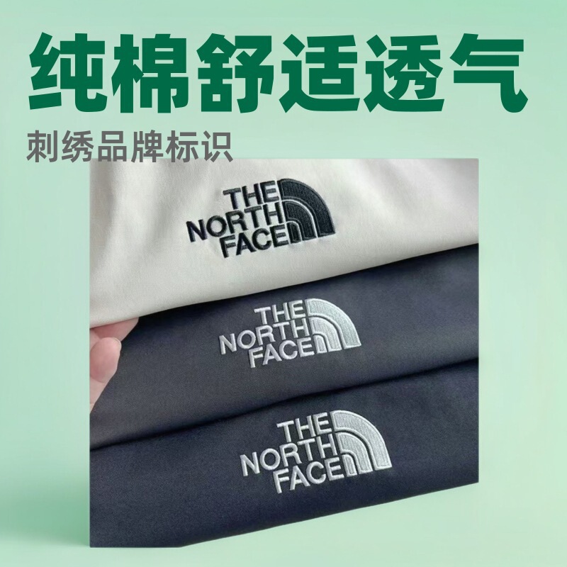 2026 North Face Pure Cotton Embroidered Short-Sleeve T-Shirt, Round Neck, Unisex, Breathable, Casual, Trendy, Summer Factory Wholesale