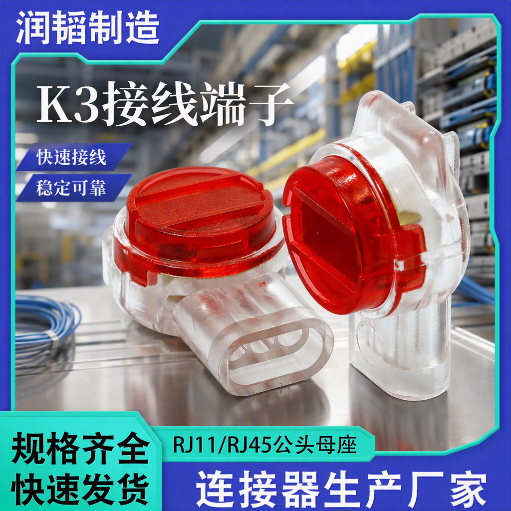 厂家网线接头接线子电话线连接器 K3双刀三线纯铜防潮接线端子