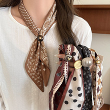 爱心布艺波点丝巾流苏项链小众轻奢高级感毛衣链气质优雅百搭项饰