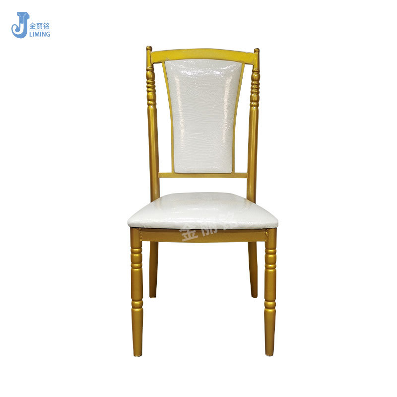 Fábrica al por mayor de hierro oro restaurante comedor silla moderna nórdica Luz Hotel de lujo Silla de bambú suave bolsa respaldo silla