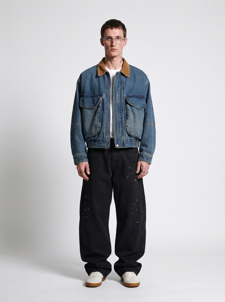 Inflation Hand-Painted Splatter Wide-Leg Cargo Pants