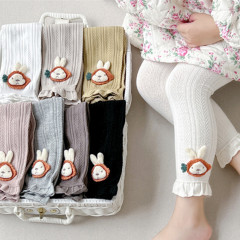 女童打底褲春秋薄款連體襪內搭可愛兒童寶寶新款花邊九分女童褲子