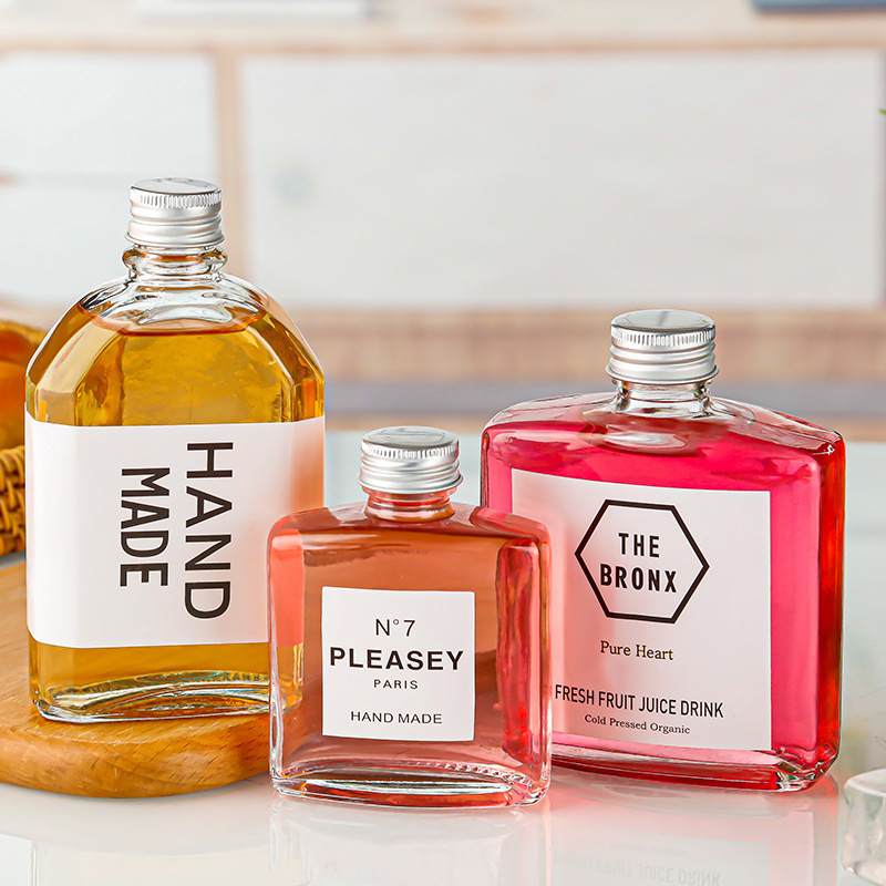 ins奶茶冷飲瓶冷萃咖啡瓶鋁蓋100ml玻璃瓶外帶飲料瓶自釀酒分裝瓶