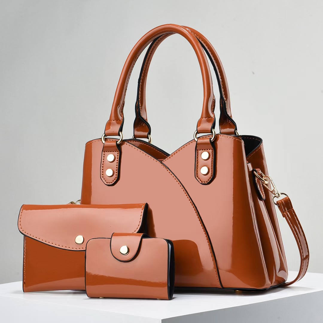 Women's Medium Pu Leather Solid Color Vintage Style Classic Style Bucket Zipper Bag Sets display picture 3