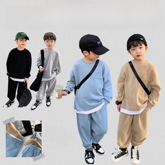 兒童套裝男童秋裝2024新款寬鬆運動休閒褲韓版男孩洋氣春秋季衛衣