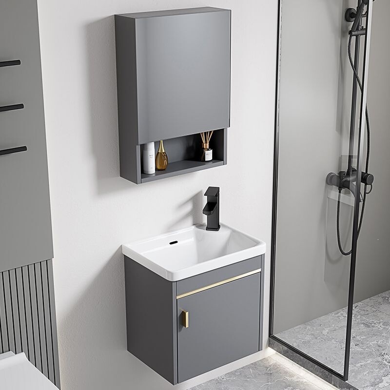 New space aluminum deepened bathroom cabinet with ceramic integrated basin, wall-mounted combination bathroom cabinet New space aluminum deepened bathroom cabinet with ceramic integrated basin, wall-mounted combination bathroom cabinet