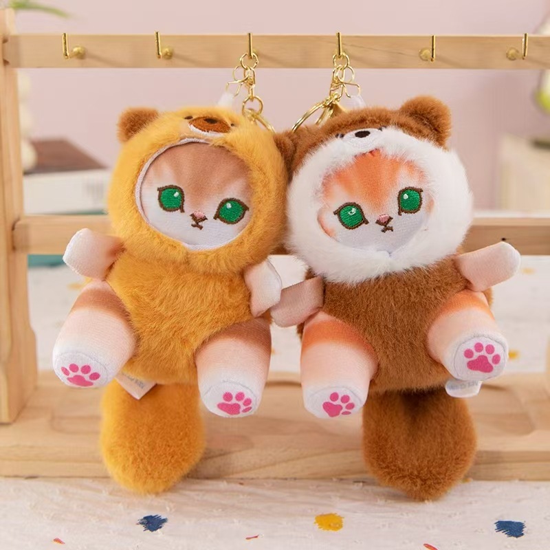 日本のかわいいインターネット有名人女装サメ猫動物ぬいぐるみペンダントカップルキーホルダー人形スクールバッグペンダント人形|undefined