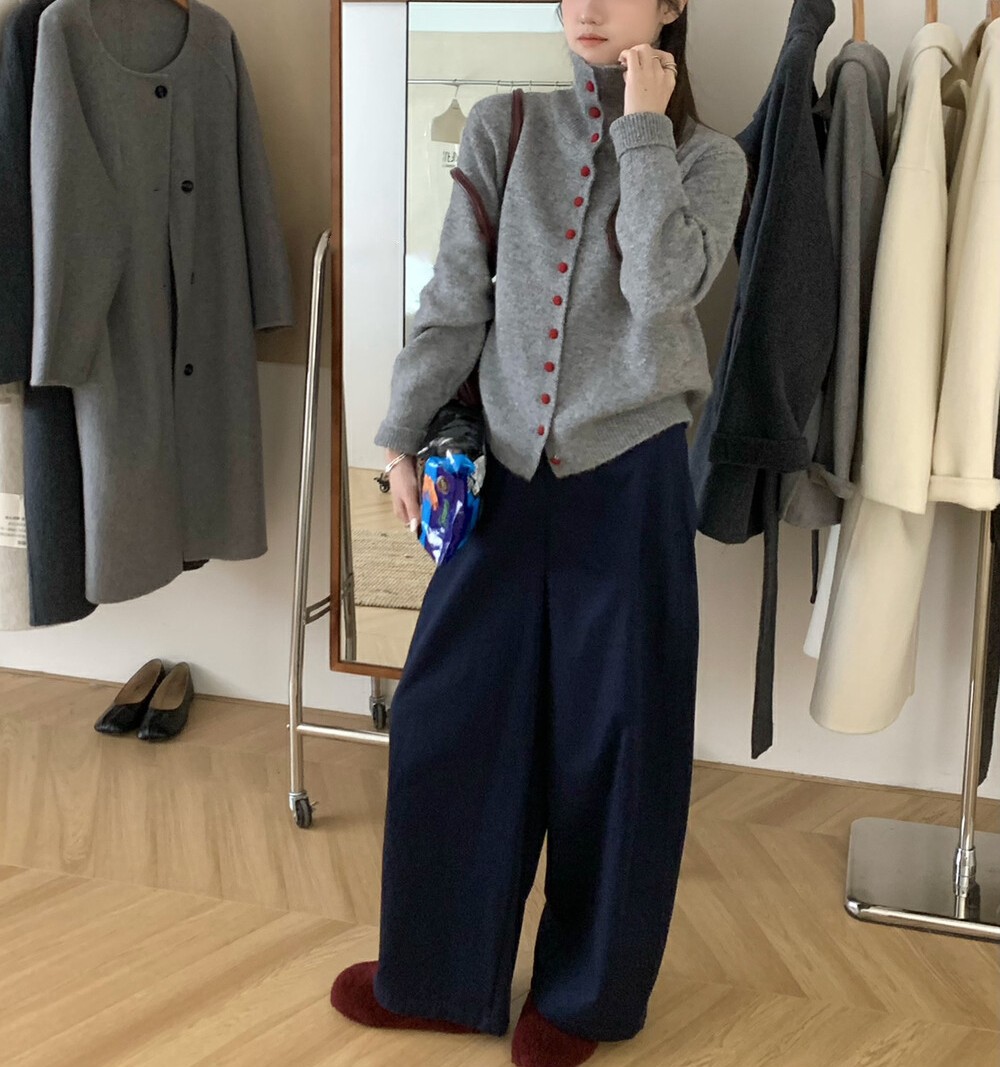 Casual Turtleneck Bag Buckle Sweater Cardigan Women'S Autumn And Winter New Lazy Wind Knitted Outer Women'S 22 Undefined