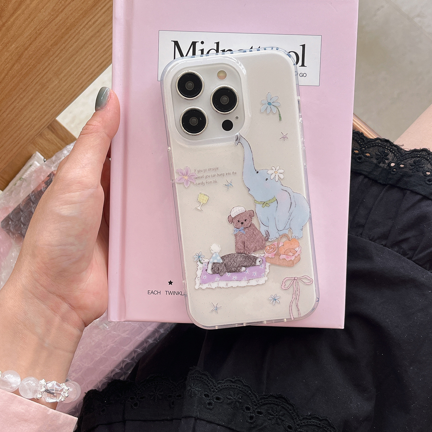 Personalidad dibujos animados graffiti elefante para Apple 16ProMax funda para teléfono móvil 15Pro simple 14/13 pareja 15PM