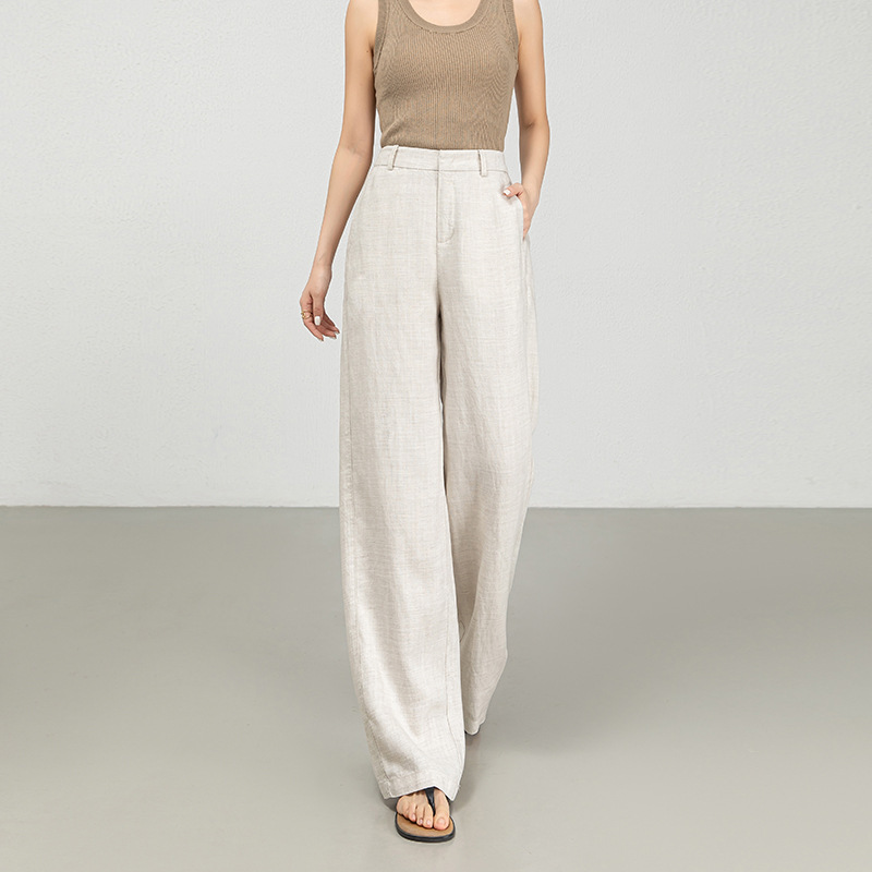 Lyocell Hemp Wide-leg Pants Hemp Material Summer New Commuting Lightweight Loose High Waist Pants Straight-leg Trousers for Women